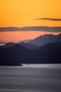 Silhouettes of Elaphiti Islands at sunset, dubravka viewpoint, dubrovnik, croatia, 2023 Royalty Free Stock Photo